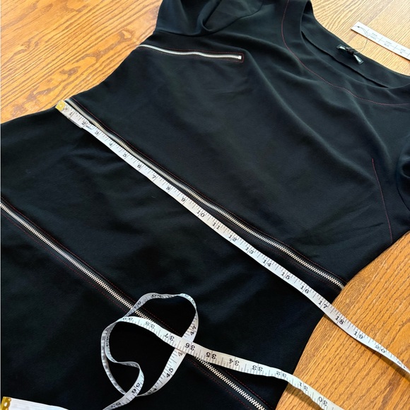 Samuel Dong NWT Black Zipper Sheath Dress 3/4 Sleeves Size M - Picture 10 of 11